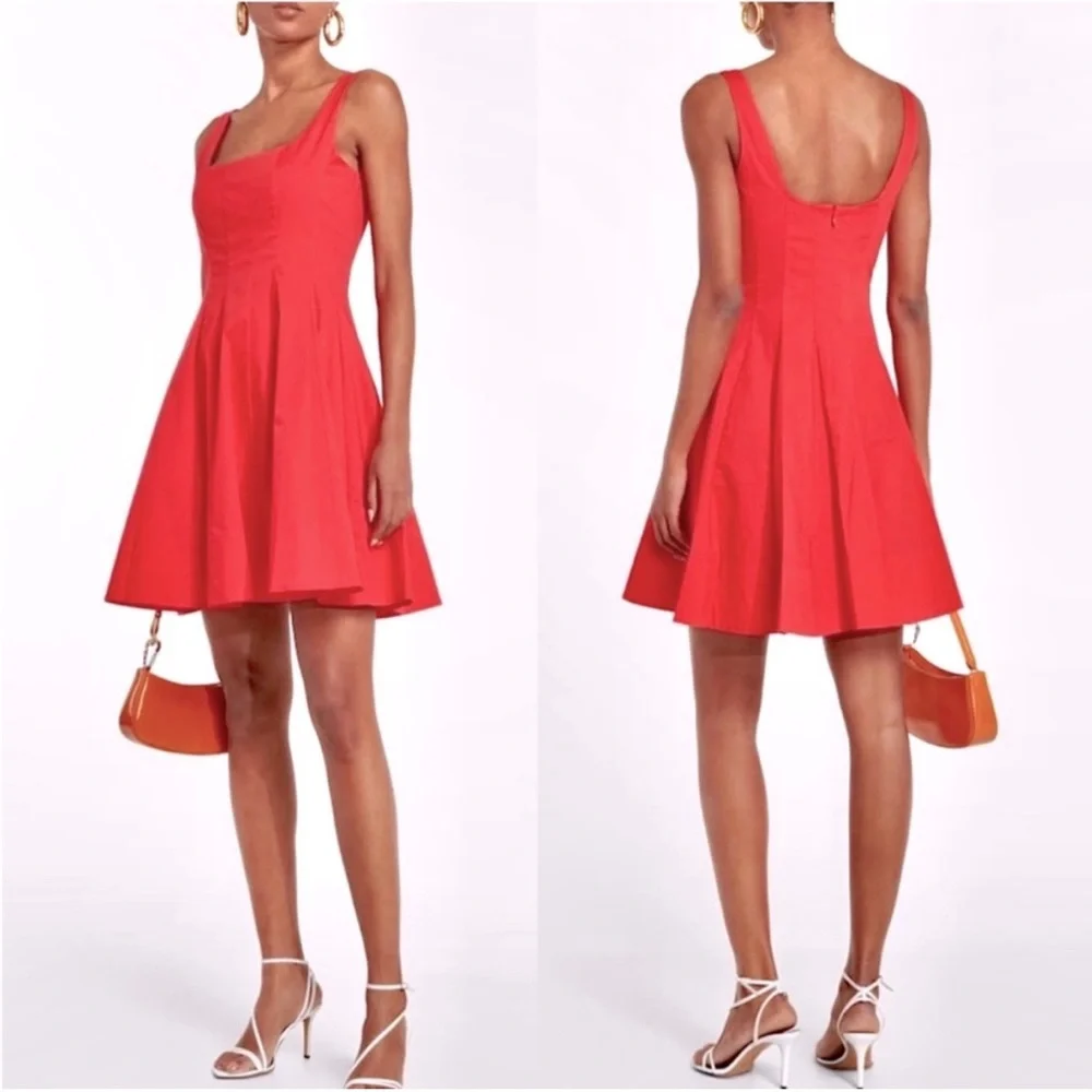 Staud Mini Wells Dress Red Rose 8 - Picture 7 of 7